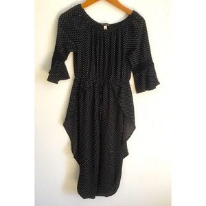 GIRLS BLACK WHITE COLOR POLKA DOT JUMPSUIT